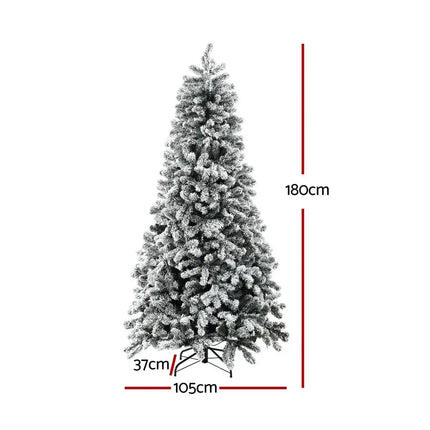 1.8m Snow Flocked LED 8 Light Modes Christmas Tree - Occasions > Christmas > Christmas Trees