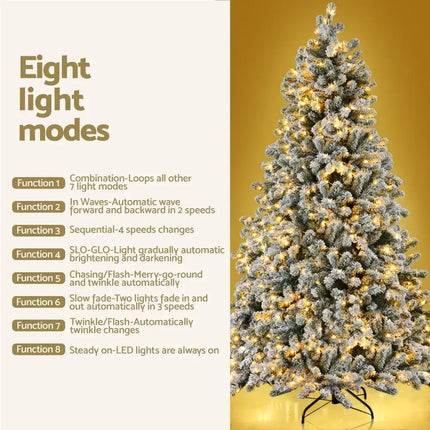 1.8m Snow Flocked LED 8 Light Modes Christmas Tree - Occasions > Christmas > Christmas Trees