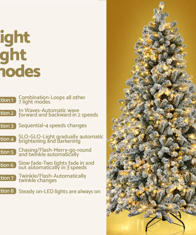 1.8m Snow Flocked LED 8 Light Modes Christmas Tree - Occasions > Christmas > Christmas Trees