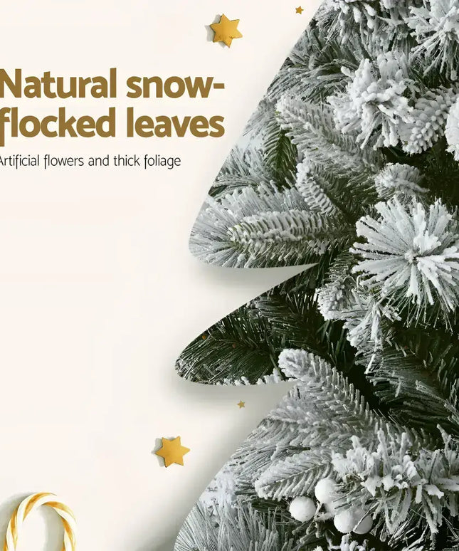 Artificial Christmas tree with snow flocked tips, measuring 1.8 meters for festive decor