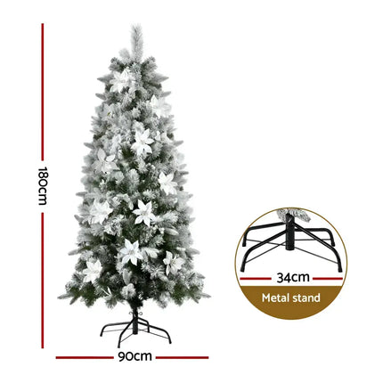 Flocked Christmas tree with metal stand from the 1.8M Snow Flocked Tips Christmas Tree collection