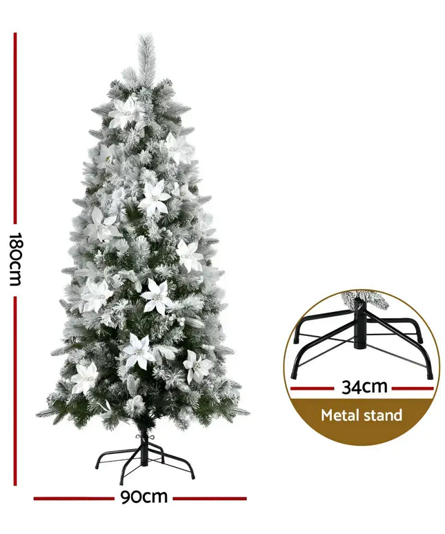 Flocked Christmas tree with metal stand from the 1.8M Snow Flocked Tips Christmas Tree collection