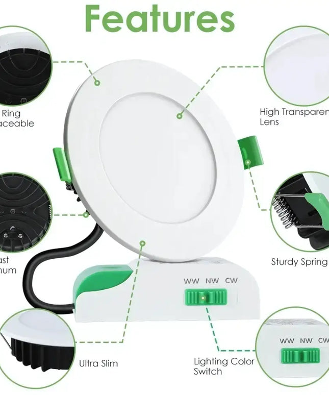 12W Tri-Colour Dimmable LED Downlight | 90mm Cut Out | Matilda Trade Pack 10 - Home & Garden > Lighting > Ceiling Lights