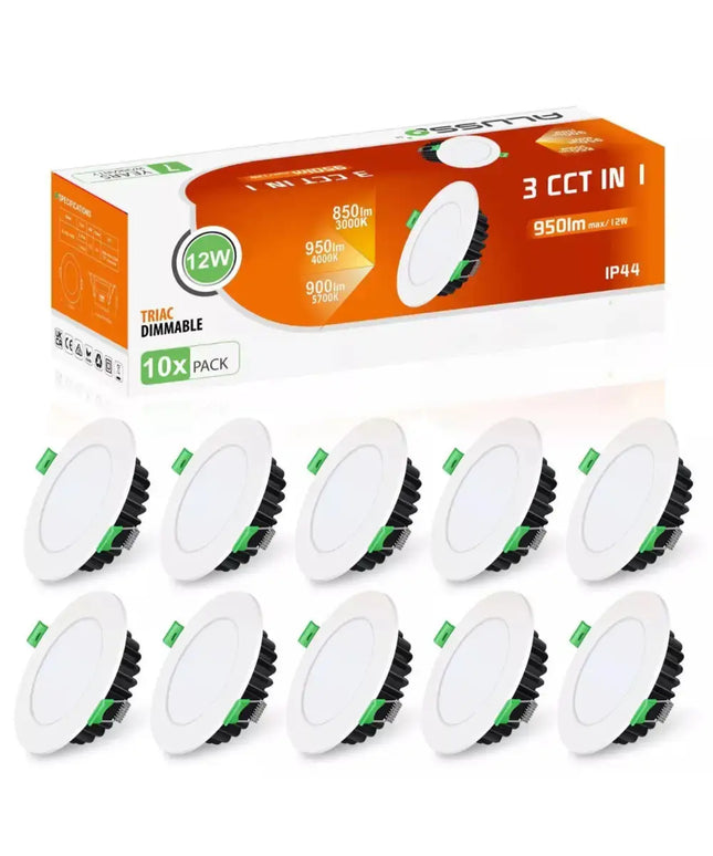 12W Tri-Colour Dimmable LED Downlight | 90mm Cut Out | Matilda Trade Pack 10 - Home & Garden > Lighting > Ceiling Lights