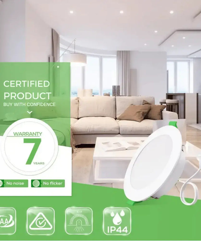 12W Tri - Colour Dimmable LED Downlight | 90mm Cut Out | Reno Sleek Trade Pack - Home & Garden > Lighting > Ceiling Lights - Alusso