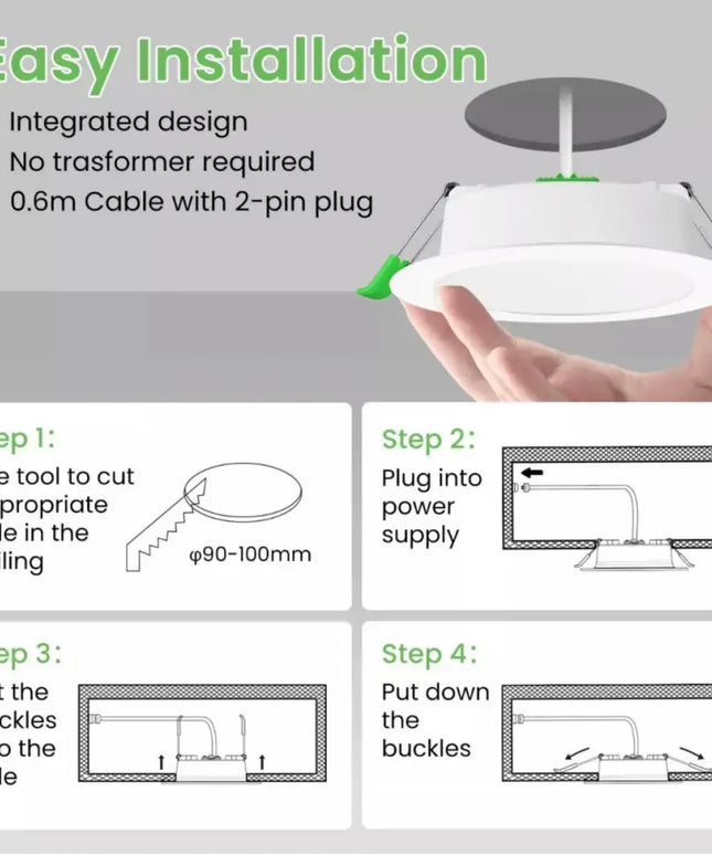 12W Tri - Colour Dimmable LED Downlight | 90mm Cut Out | Reno Sleek Trade Pack - Home & Garden > Lighting > Ceiling Lights - Alusso