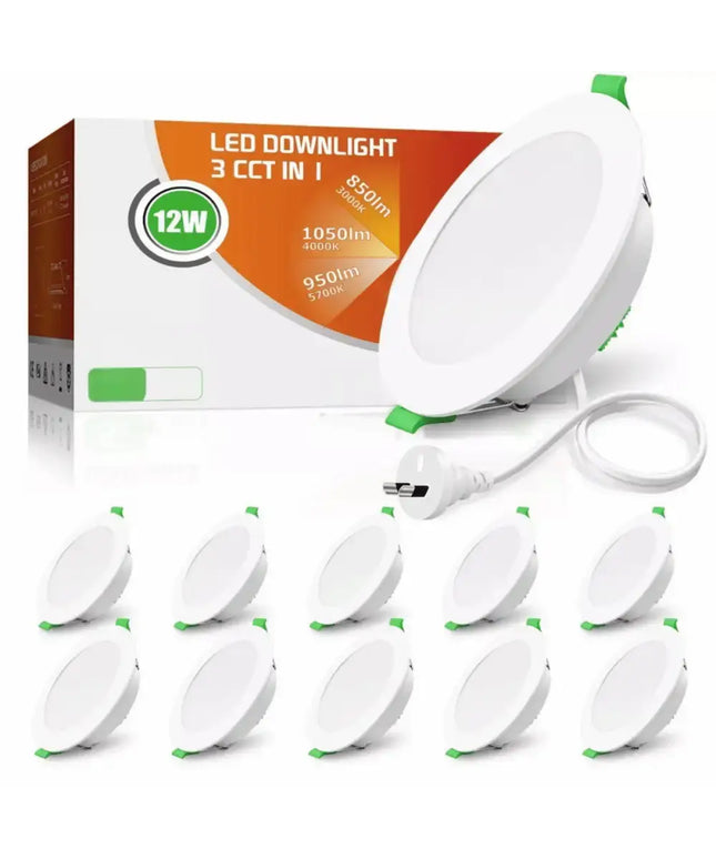 12W Tri - Colour Dimmable LED Downlight | 90mm Cut Out | Reno Sleek Trade Pack - Home & Garden > Lighting > Ceiling Lights - Alusso