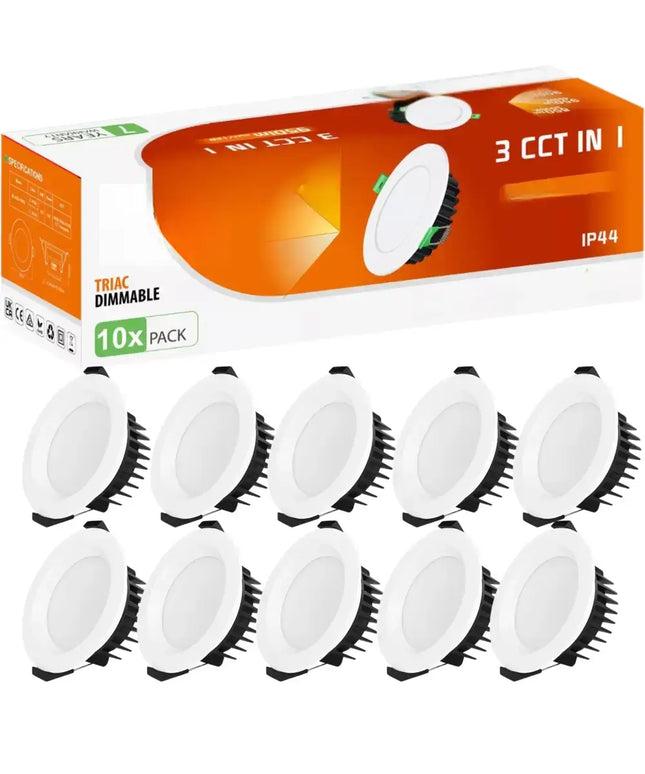 13W Tri-Colour Dimmable LED Downlight | 90mm Cut Out | Uluru Trade Pack 10 - Home & Garden > Lighting