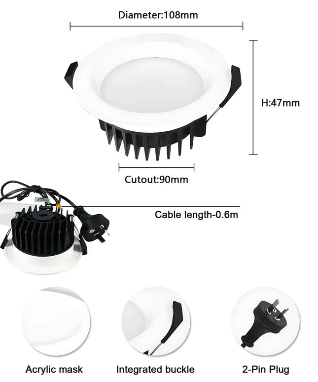 13W Tri-Colour Dimmable LED Downlight | 90mm Cut Out | Uluru Trade Pack 10 - Home & Garden > Lighting