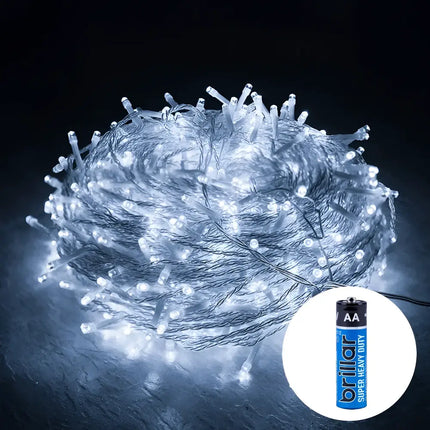 Tangled white LED fairy lights with 8 function memory for Christmas decorations