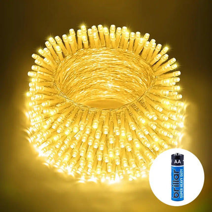 Coiled warm white LED fairy lights with AA battery for Christmas decoration and ambiance