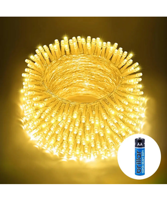 Coiled warm white LED fairy lights with AA battery for Christmas decoration and ambiance