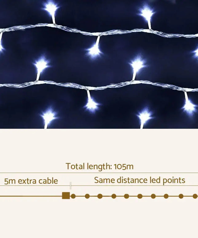 100M 500 White LED Christmas String Lights Outdoor Plug in Kit Dropli, Occasions > Christmas, jingle-jollys-100m-christmas-string-lights-500led-party-wedding-outdoor-garden