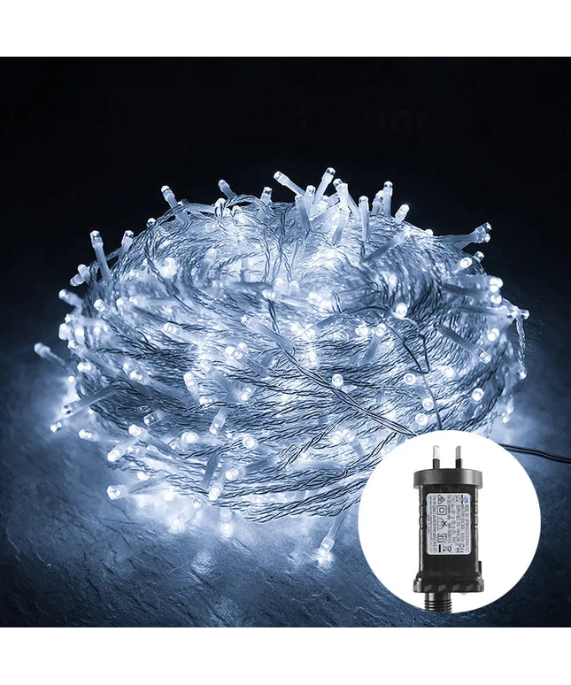 1000 Low Voltage LED Fairy Lights 8 Function Memory Hold Christmas Decoration Cool White - Occasions > Party Lights >