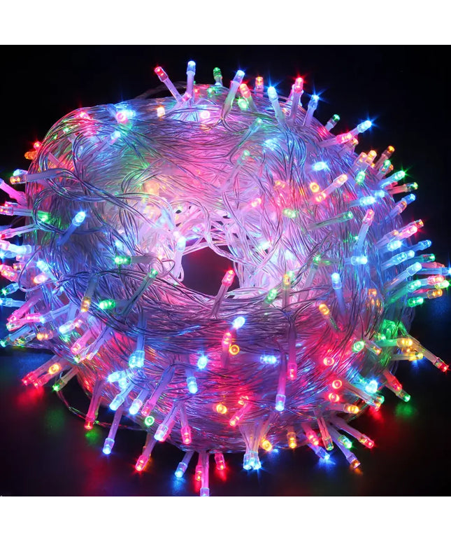 Tangled string of colorful LED fairy lights for Christmas decoration with 8 lighting functions