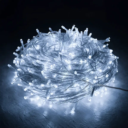 Tangled string of white LED fairy lights from 1000 Solar LED Fairy Lights product
