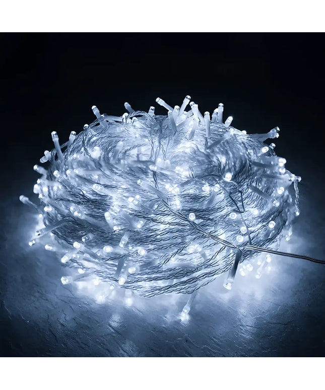 Tangled string of white LED fairy lights from 1000 Solar LED Fairy Lights product