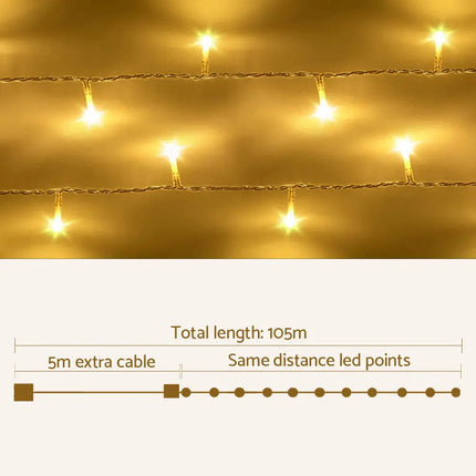 100M Christmas Lights String Fairy Light 500 LED Warm White - Occasions > Christmas > Outdoor Decorations & Lights