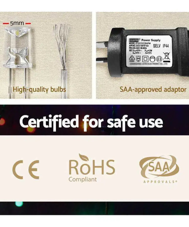 100M Christmas String Lights 500LED Multi Colour Plug in Kit Dropli, Occasions > Lights, jingle-jollys-100m-christmas-string-lights-500led-multi-colour