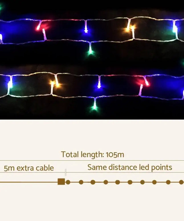 100M Christmas String Lights 500LED Multi Colour Plug in Kit Dropli, Occasions > Lights, jingle-jollys-100m-christmas-string-lights-500led-multi-colour
