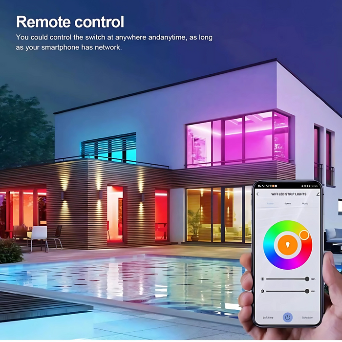 Alt Text:
“5M LED Neon Strip RGB Colour Kit with IP65 waterproof and WiFi smart control, ideal for vibrant indoor and outdoor lighting.”