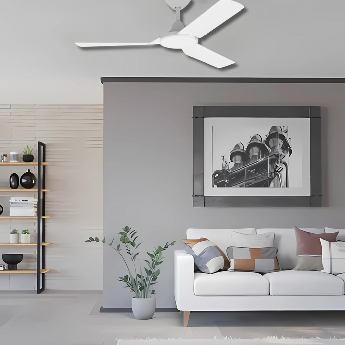 Energy-efficient 3-blade ceiling fan with 9-speed remote & smart home compatibility