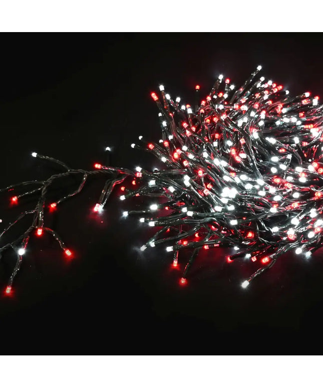 Red and white LED string lights on the 10M Cluster Lights 720 LEDs Red-White product