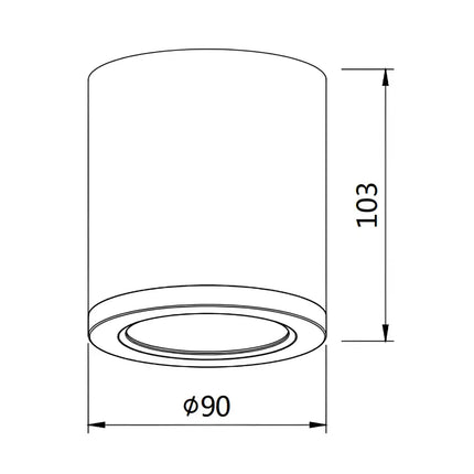 10W LED Black Tri-Colour 90mm Surface Mount Downlight