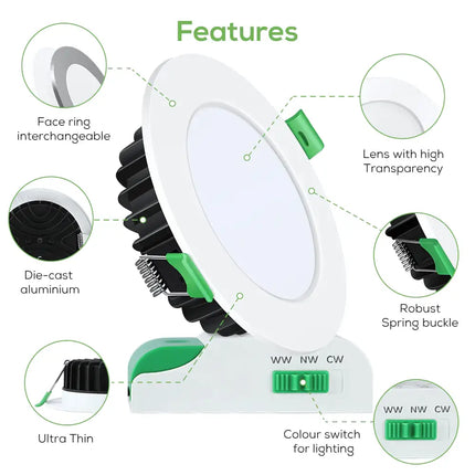 10W Tri-Colour Dimmable LED Downlight | 70mm Cut Out | Kakadu Mini