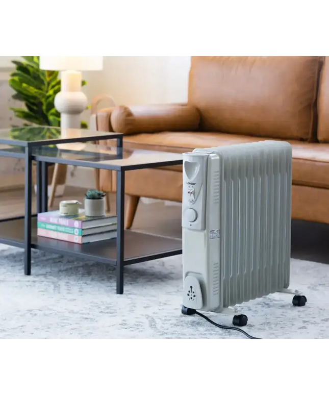 11 - Fin Oil Column Heater 2400W w/ 3 Heat Settings & Wheels - Appliances > Heaters - Devanti