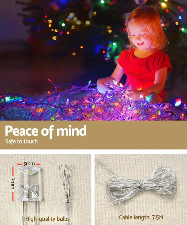 12.5M Christmas Lights Solar Icicle String Light Multi Colour Jingle Jollys - Occasions > Christmas > Outdoor