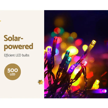 12.5M Christmas Lights Solar Icicle String Light Multi Colour Jingle Jollys - Occasions > Christmas > Outdoor
