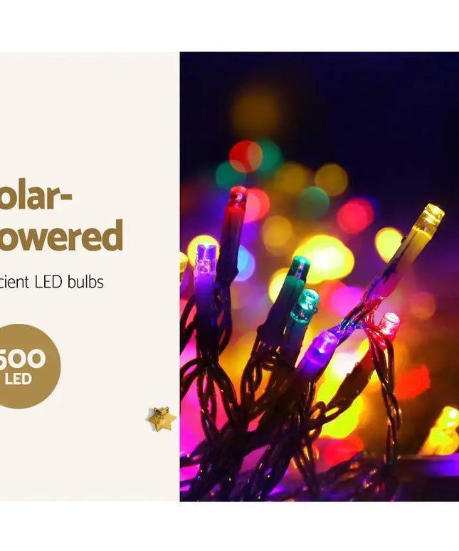 12.5M Christmas Lights Solar Icicle String Light Multi Colour Jingle Jollys - Occasions > Christmas > Outdoor