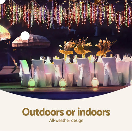 12.5M Christmas Lights Solar Icicle String Light Multi Colour Jingle Jollys - Occasions > Christmas > Outdoor