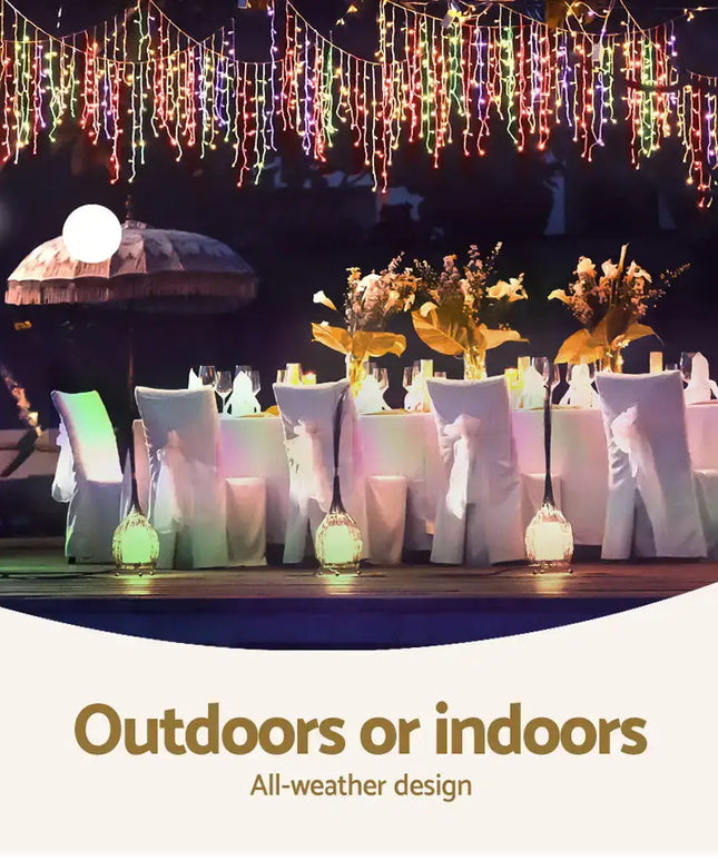 12.5M Christmas Lights Solar Icicle String Light Multi Colour Jingle Jollys - Occasions > Christmas > Outdoor