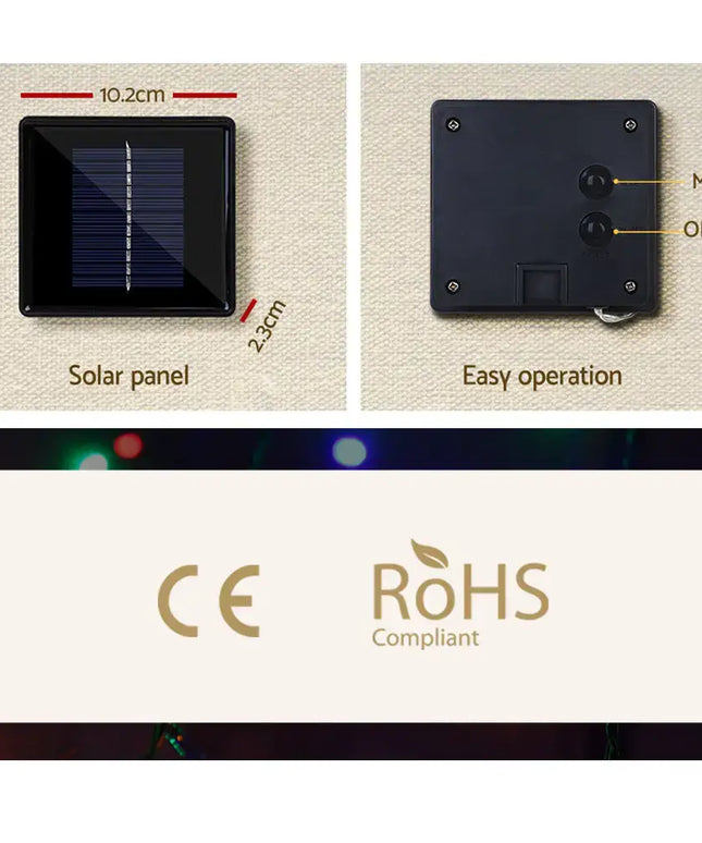 12.5M Christmas Lights Solar Icicle String Light Multi Colour Jingle Jollys - Occasions > Christmas > Outdoor