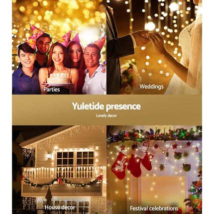 12.5M Christmas Lights Solar Icicle String Light Warm White Jingle Jollys - Occasions > Christmas > Outdoor Decorations
