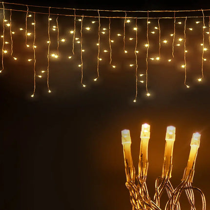 12.5M Christmas Lights Solar Icicle String Light Warm White Jingle Jollys - Occasions > Christmas > Outdoor Decorations