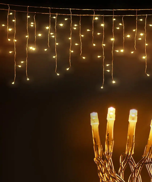 12.5M Christmas Lights Solar Icicle String Light Warm White Jingle Jollys - Occasions > Christmas > Outdoor Decorations