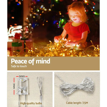 12.5M Christmas Lights Solar Icicle String Light Warm White Jingle Jollys - Occasions > Christmas > Outdoor Decorations