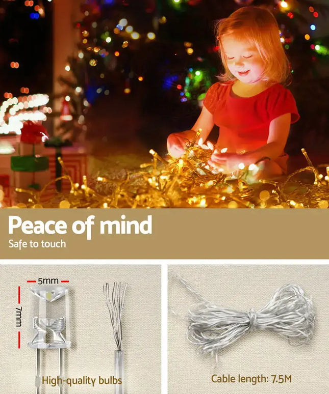 12.5M Christmas Lights Solar Icicle String Light Warm White Jingle Jollys - Occasions > Christmas > Outdoor Decorations