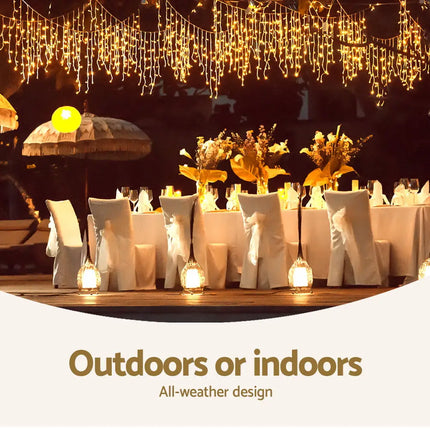 12.5M Christmas Lights Solar Icicle String Light Warm White Jingle Jollys - Occasions > Christmas > Outdoor Decorations