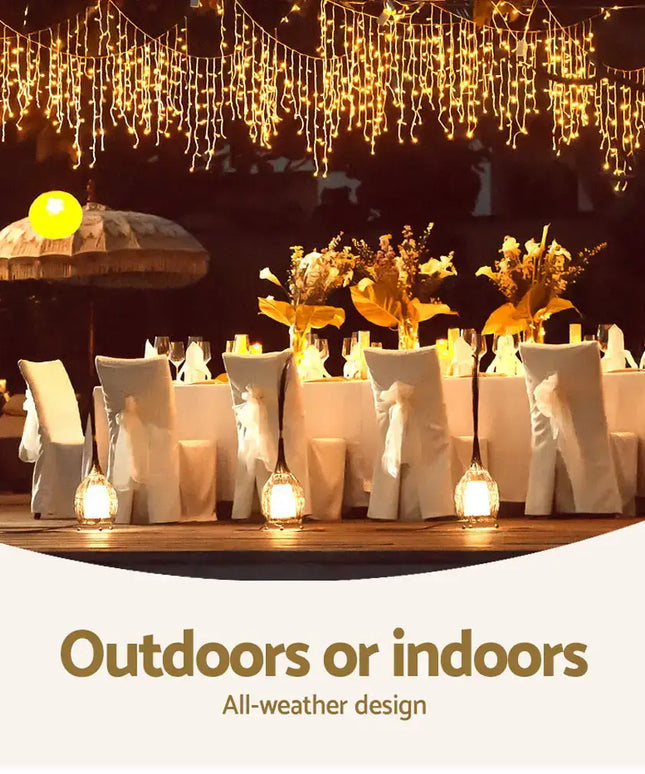 12.5M Christmas Lights Solar Icicle String Light Warm White Jingle Jollys - Occasions > Christmas > Outdoor Decorations