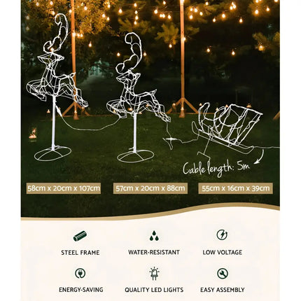 Jingle Jollys Christmas Motif Lights LED Rope Reindeer Waterproof Outdoor Xmas-Occasions > Christmas-Dropli