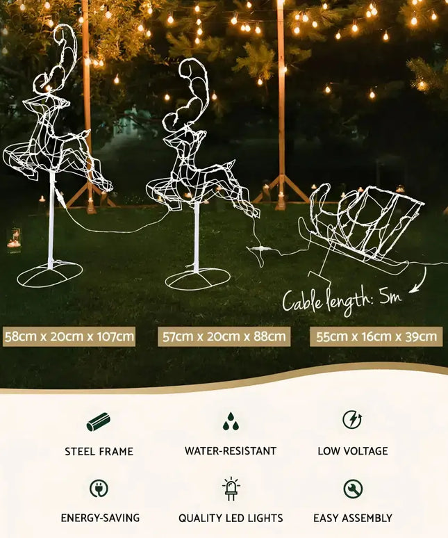 Jingle Jollys Christmas Motif Lights LED Rope Reindeer Waterproof Outdoor Xmas-Occasions > Christmas-Dropli