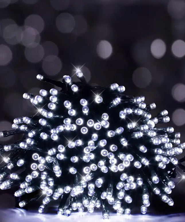 Tangled string of white LED lights from 120 LED Flashing Lights available in 3 colors Cool White