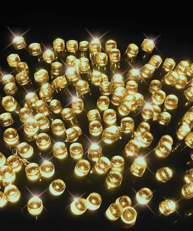 Illuminated golden LED lights from the 120 LED flashing lights product in warm white