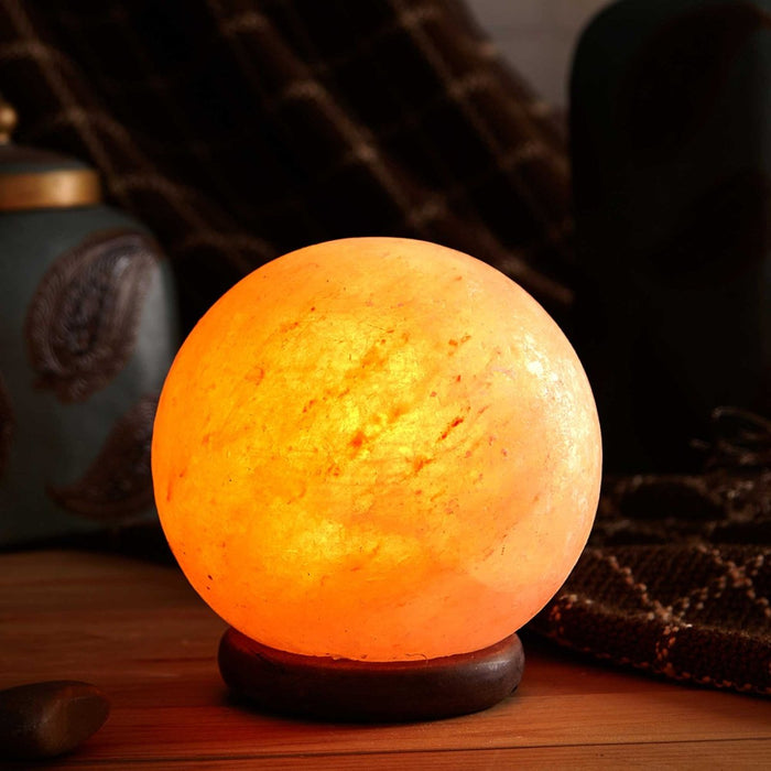 12V 12W 5" Ball Himalayan Pink Salt Lamp Carved Rock Crystal Light Bulb On/Off - Home & Garden > Lighting - House