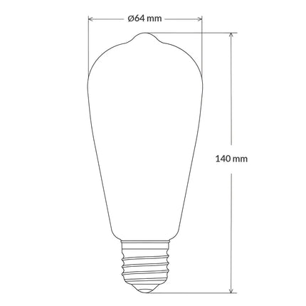 6W 12 Volt DC Edison LED Bulb E27 in Warm White