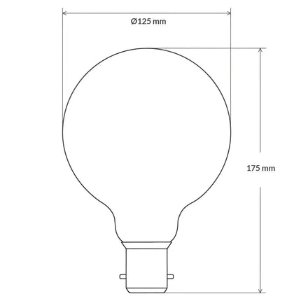 12W G125 LED Globe B22 Clear in Soft White